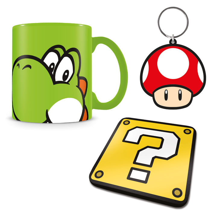 Conjunto Caneca, Base e Porta‑Chaves “Yoshi” - Super Mario