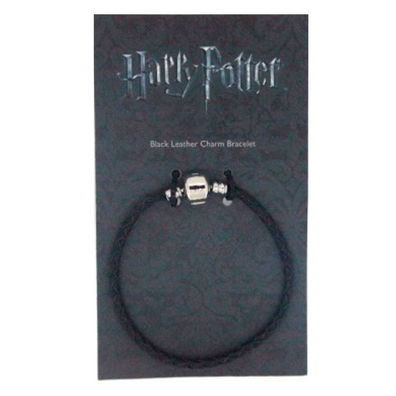 Pulseira de Charme em Pele Preta – Harry Potter