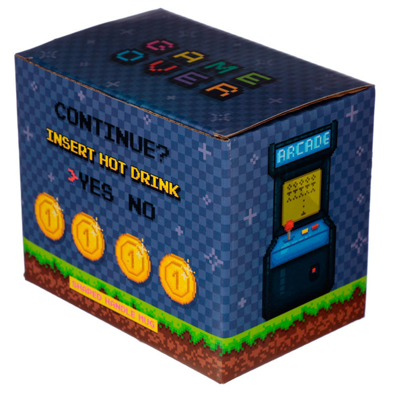 Caneca Joystick Pixel 3D – Game Over (11 × 14,5 × 8,5 cm)