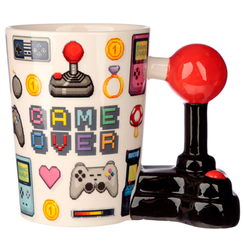 Caneca Joystick Pixel 3D – Game Over (11 × 14,5 × 8,5 cm)
