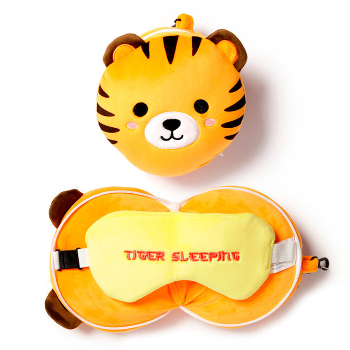 Relaxeazzz Adoramals Tiger máscara de olhos com travesseiro de viagem - MerchVillain