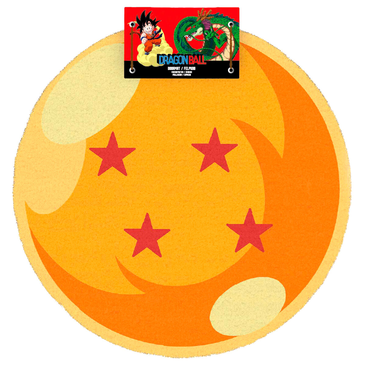 Tapete de Entrada Redondo Bola de Dragão 4 Estrelas - Dragon Ball  (50 cm)