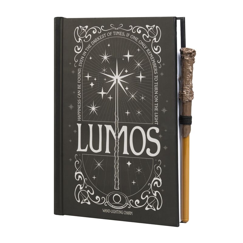 Caderno de LED premium Harry Potter Lumos A5 + caneta - MerchVillain