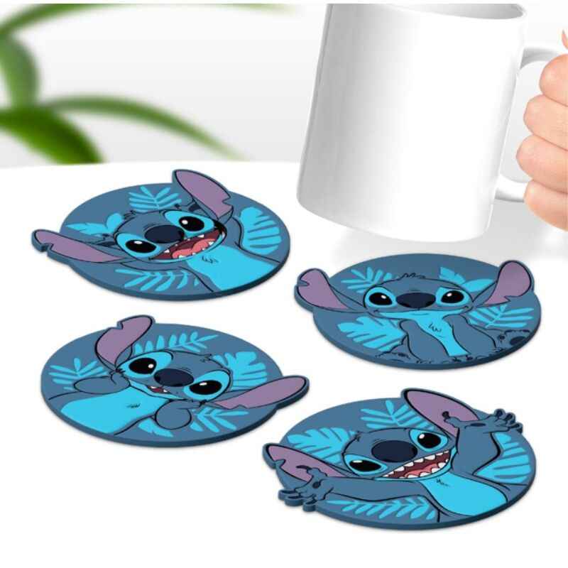 Conjunto de 4 Bases de Copos Stitch – Lilo & Stitch (10 × 10 cm)