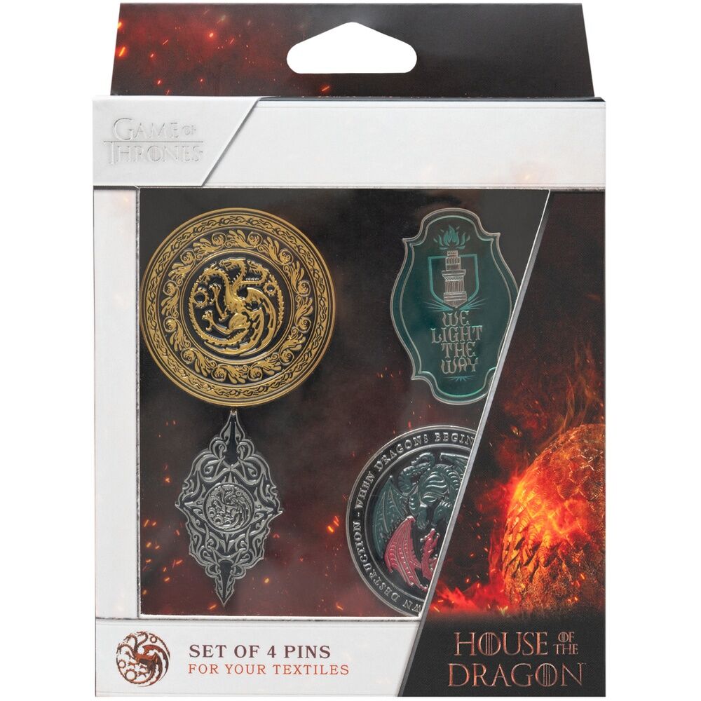 Conjunto 4 Pins A Casa do Dragão – Game of Thrones (2,5 × 4 cm)