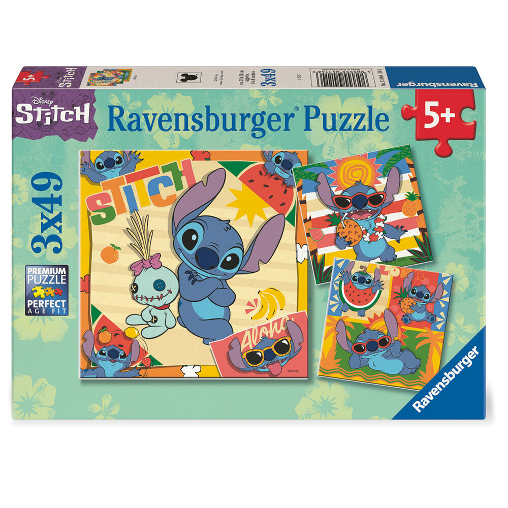 Pack 3 Stitch Puzzles – Disney (3x49 pieces)