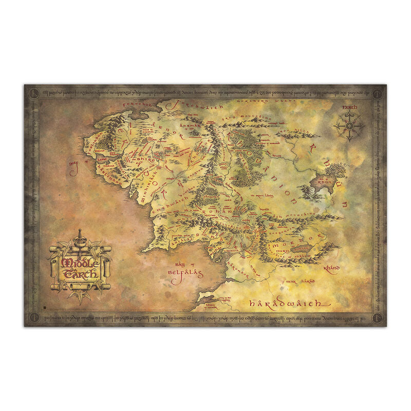 Poster Mapa da Terra Média – O Senhor dos Anéis (91,5 × 61 cm)