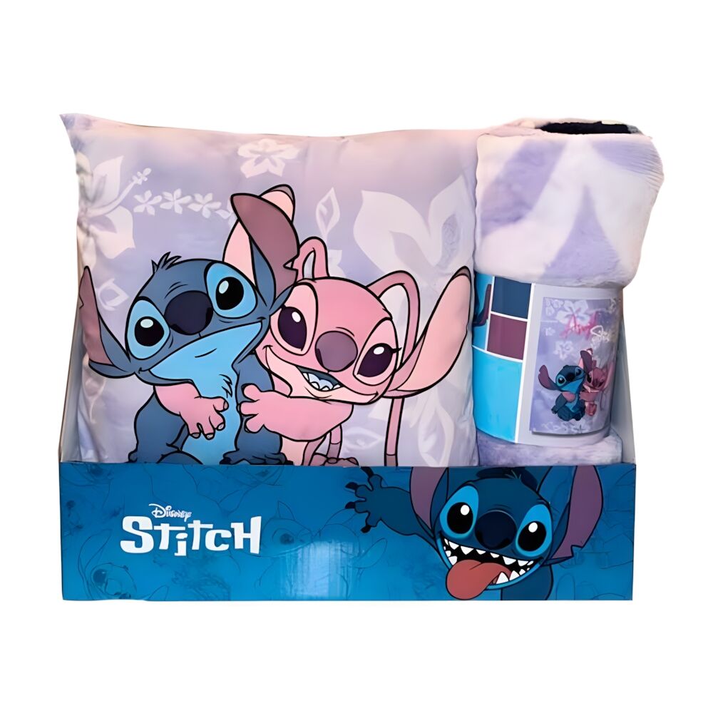 Conjunto Manta Polar + Almofada Stitch – Disney (100x140 cm / 35x35 cm)
