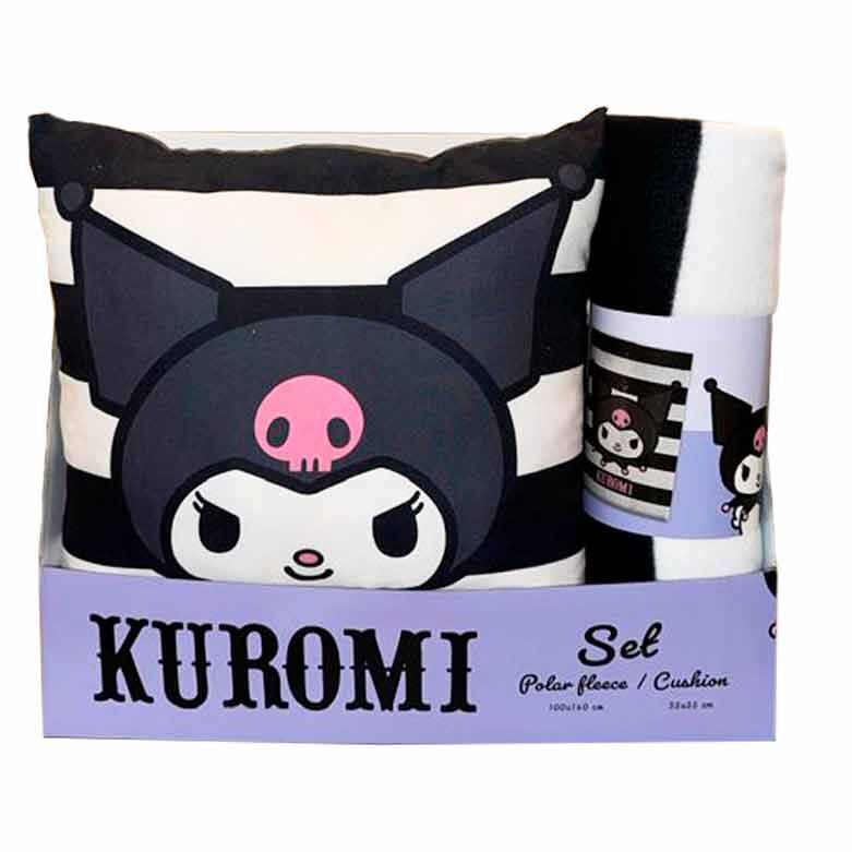 Conjunto Manta Polar + Almofada Kuromi – Hello Kitty