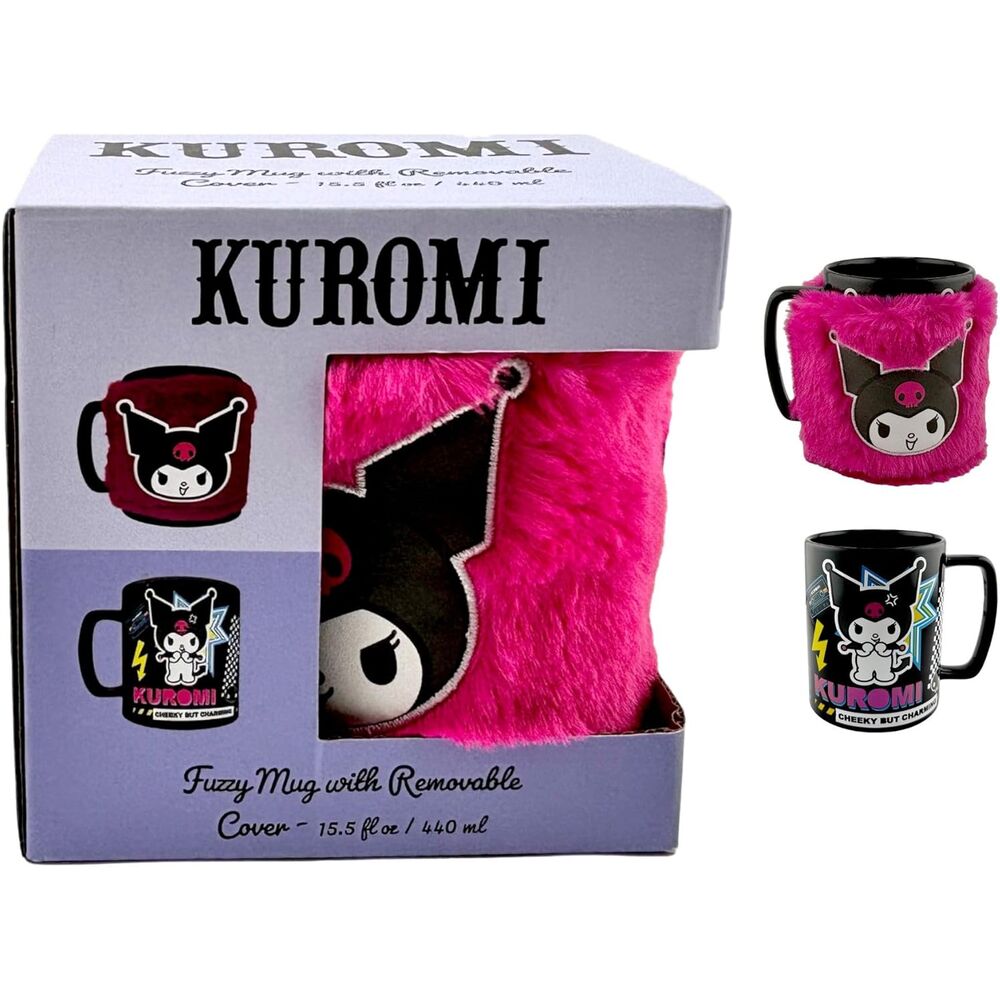 Caneca com Capa Felpuda Kuromi - Hello Kitty (440ml)
